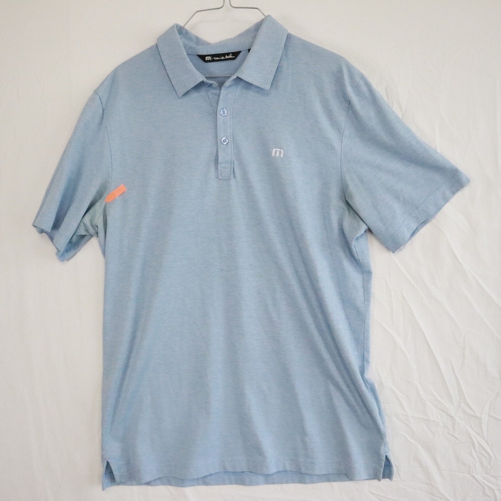Travis Mathew Polo Shirt Mens Large Golf‎ Resort Casual Knit Blue Short Sleeve